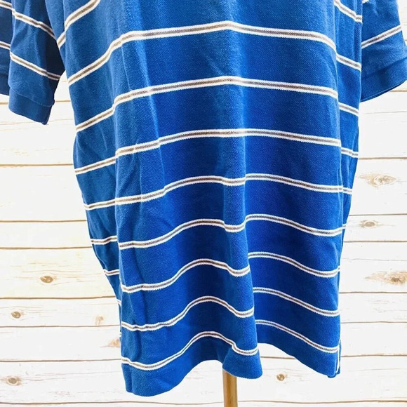 WONDER WALL Men Short Sleeve Collared Blue Striped Polo Style Shirt Size Medium - Picture 3 of 11